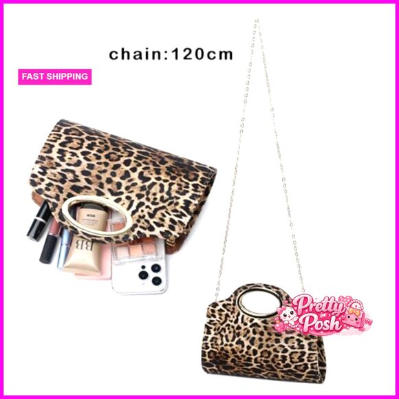 Top Handle Clutch Evening Bag with Detachable Chain Crossbody Purse - Picture 4 of 7